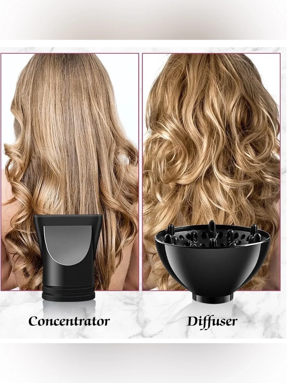 Sisrol Ionic Black & Purple Hair Dryer with Diffuser and Nozzle